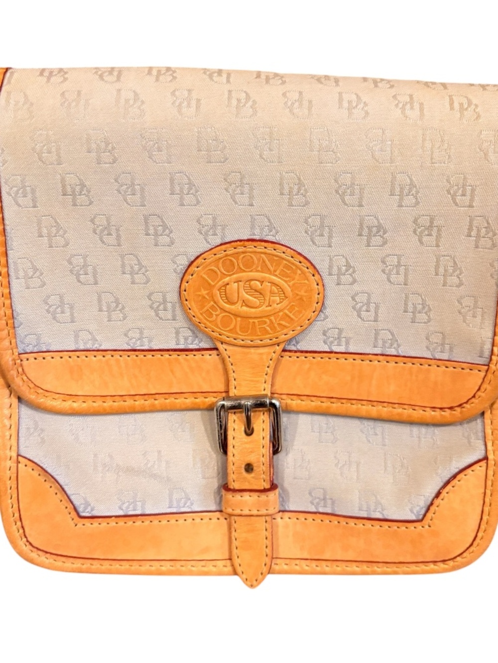 Dooney & Bourke Leather and Canvas Crossbody Signature Logo Bag Vintage Beige - Picture 2 of 12